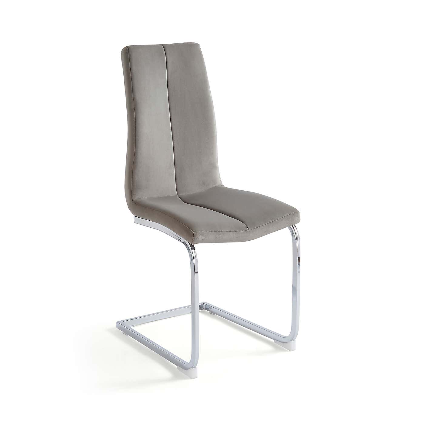 Jamison Set of 2 Dining Chairs Light Grey Velvet