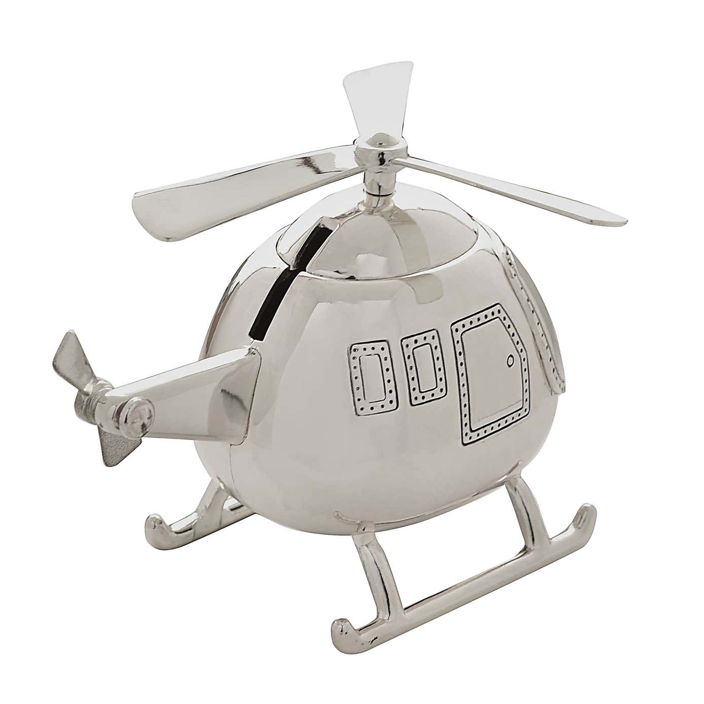 Bambino Silver Plated Helicopter Money Box