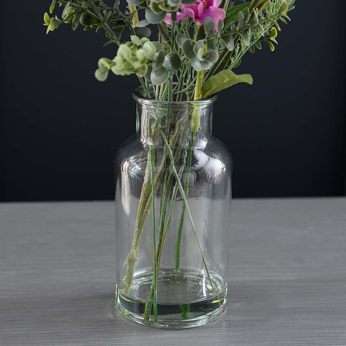 Artificial Multicoloured Wildflower Bouquet in Glass Vase
