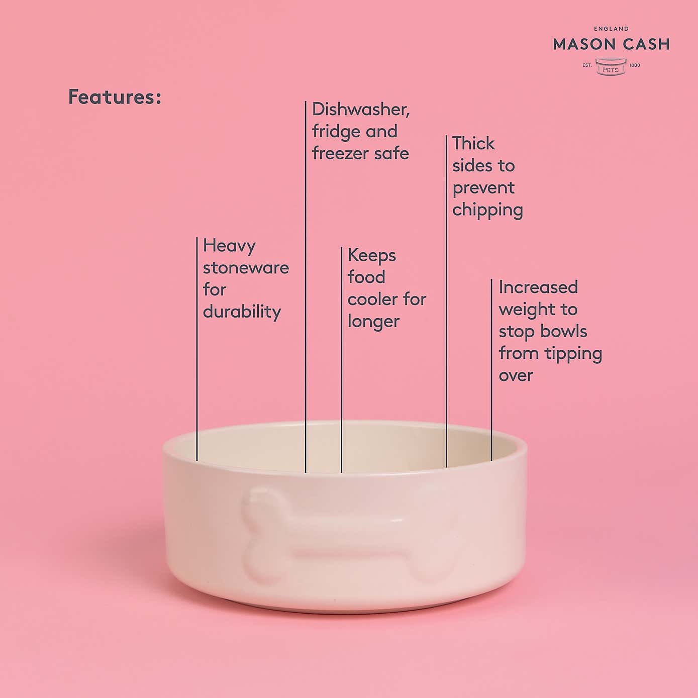 Mason Cash Set of 2 Bone Dog Bowls