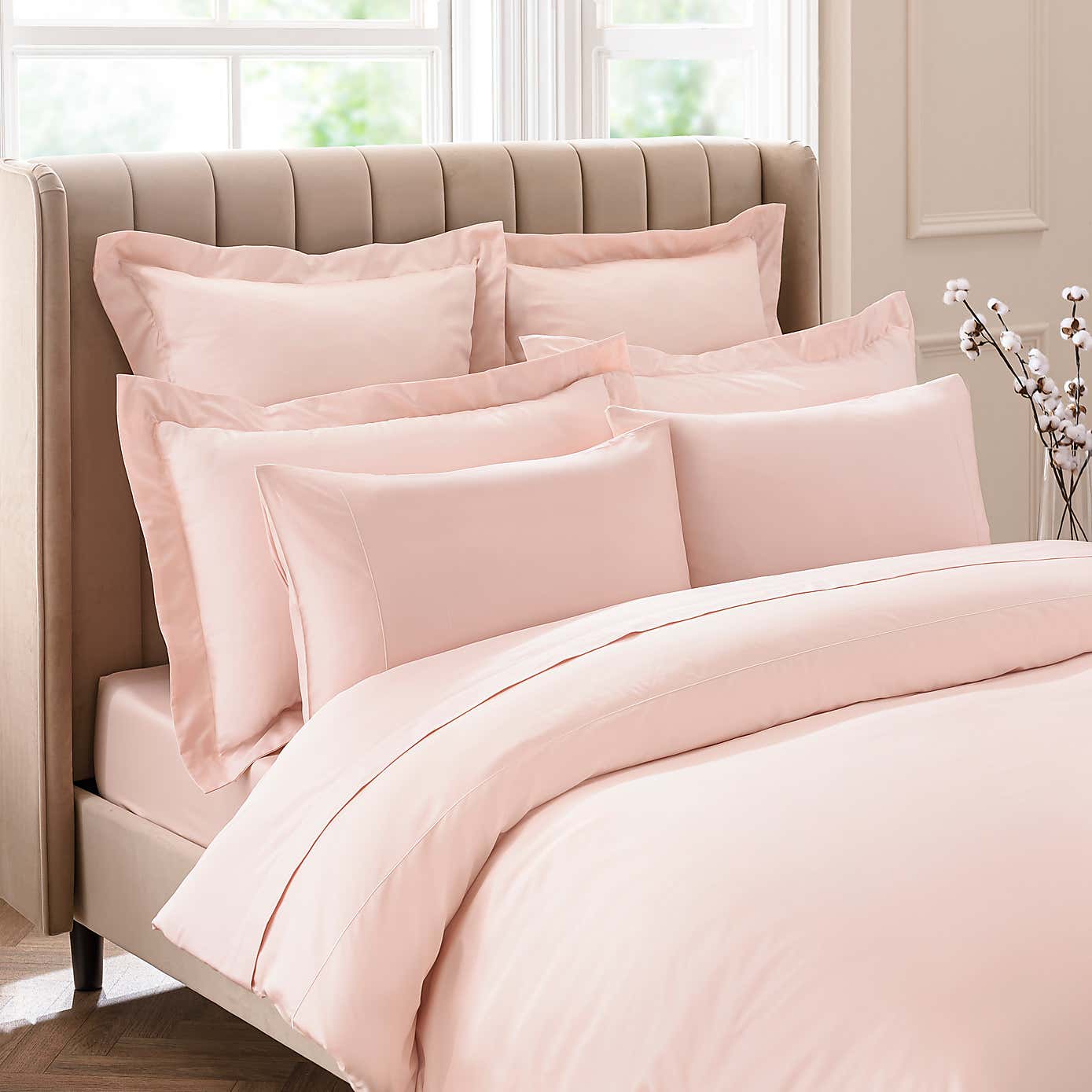 Dorma 300 Thread Count 100% Cotton Sateen Plain V-Shaped Pillowcase