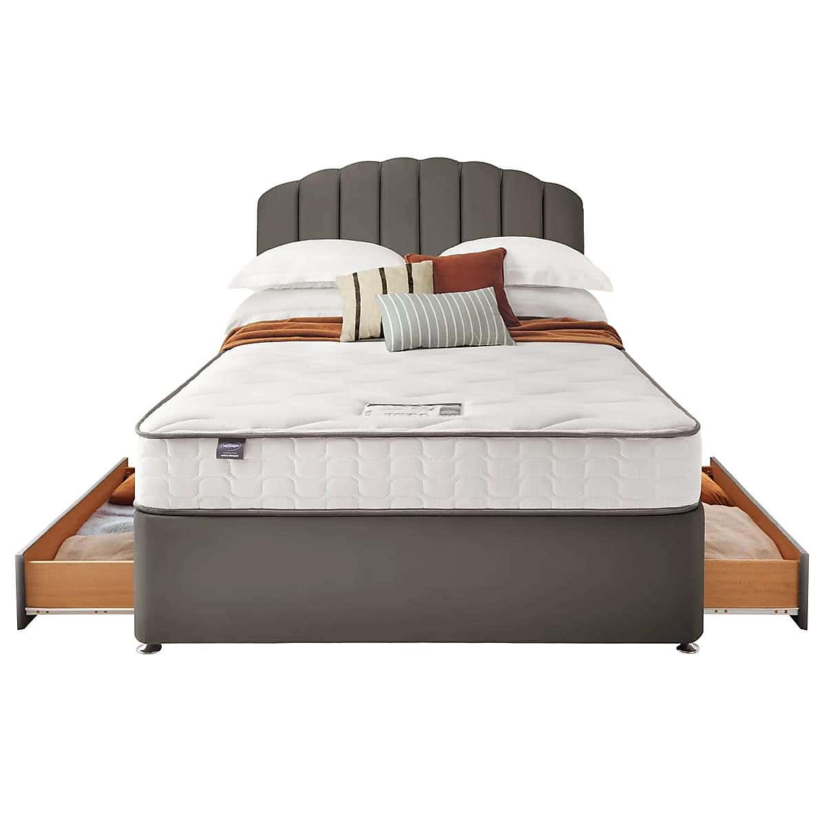 Silentnight 2 Drawer Divan Bed With Velvet Merlin Headboard