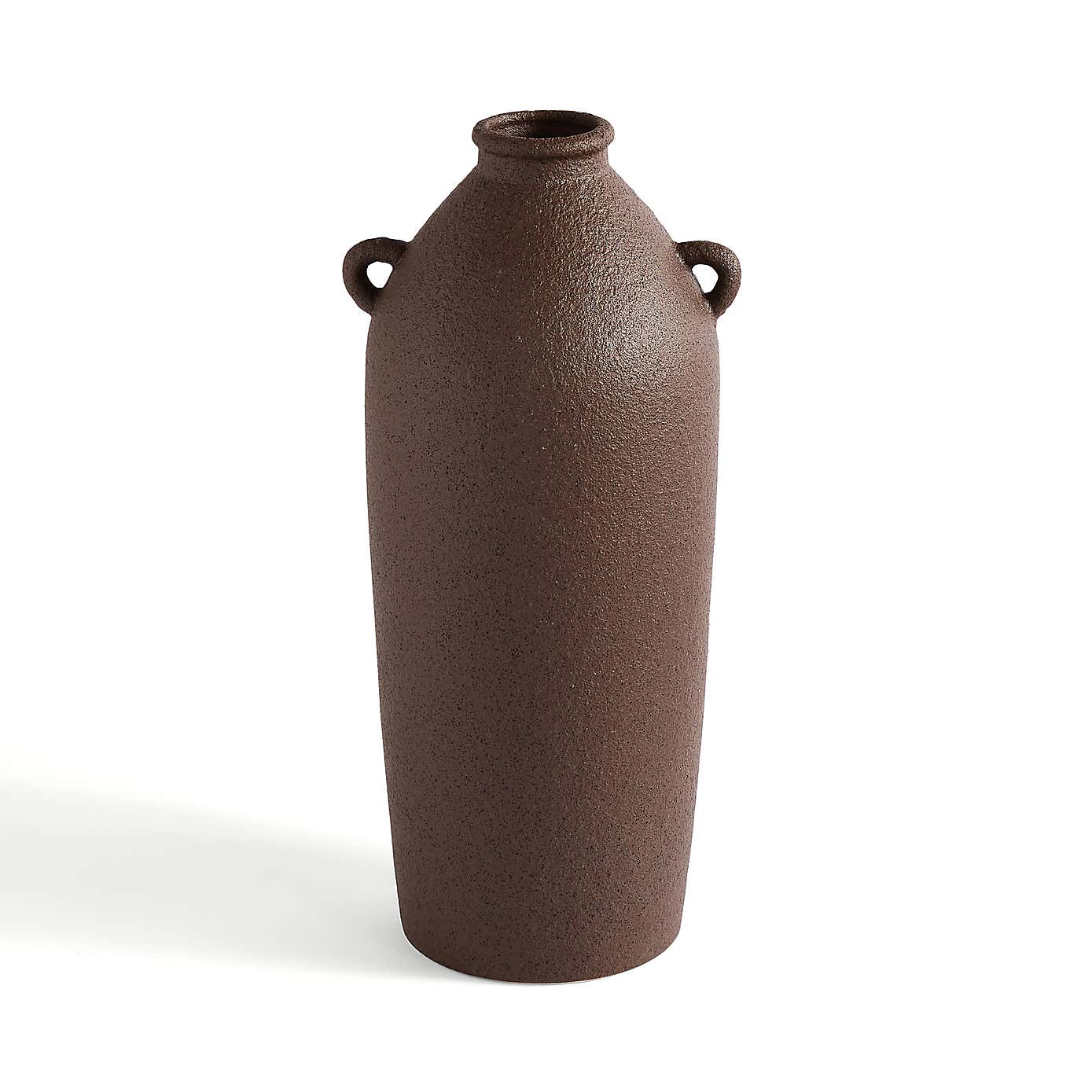 Tall Stone Bottle Vase with Handles