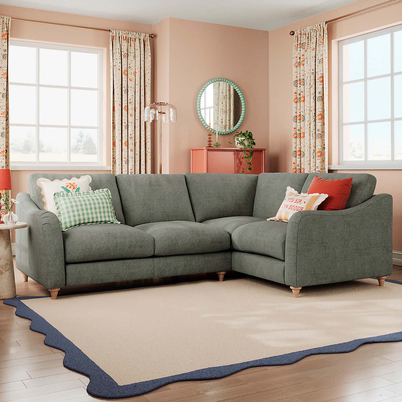 Hattie Tonal Plush Chenille Corner Sofa