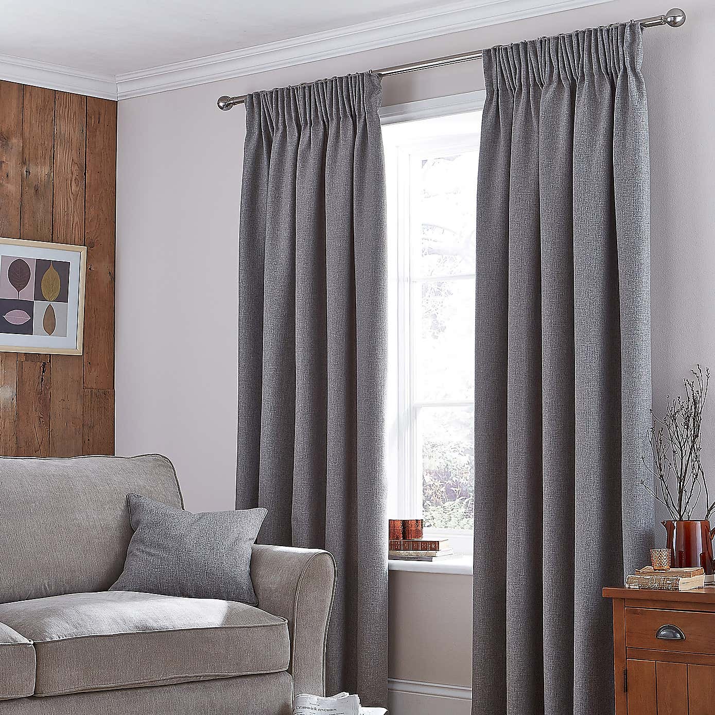 Jennings Natural Thermal Pencil Pleat Curtains