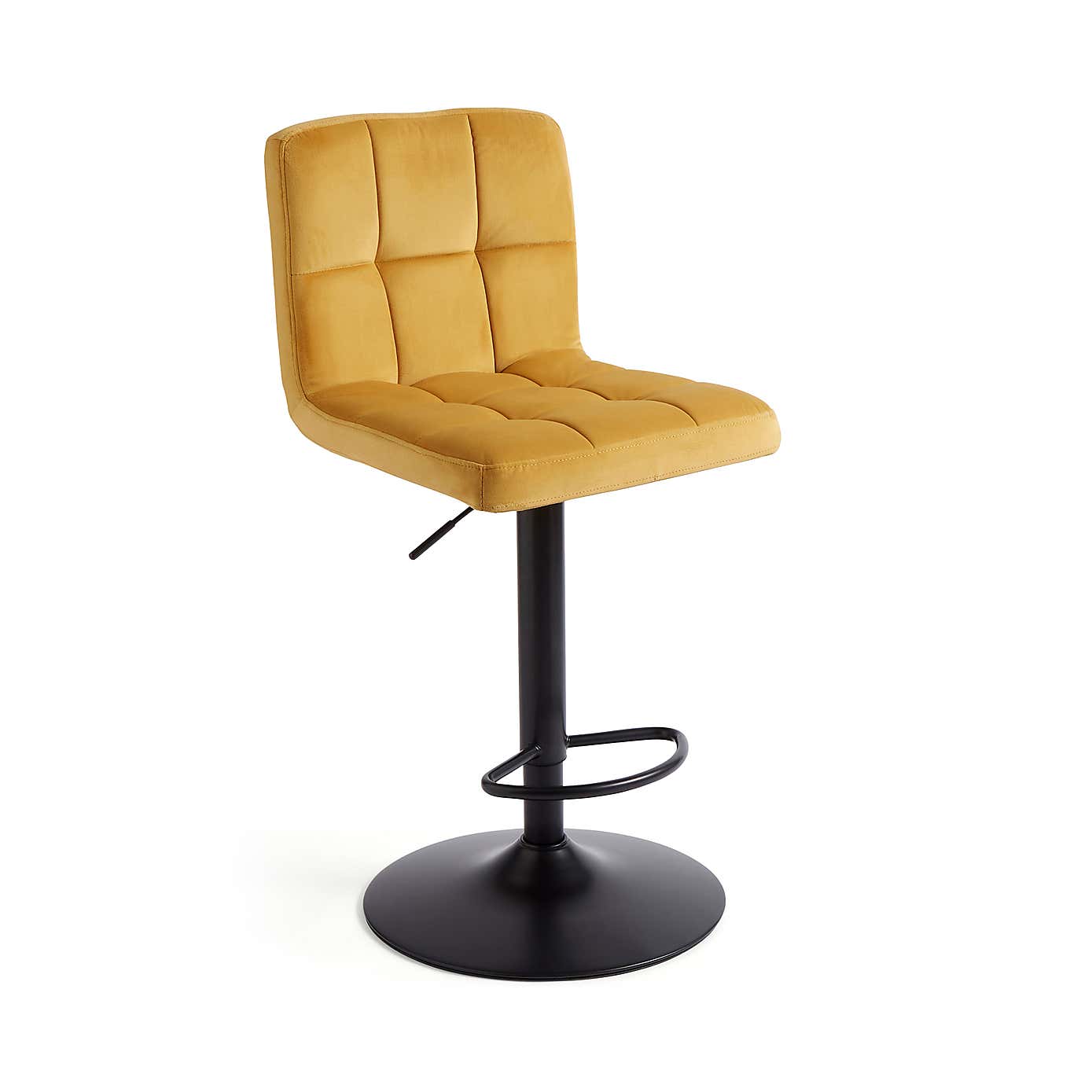 Jasmine Adjustable Height Swivel Bar Stool, Powder Coated Base