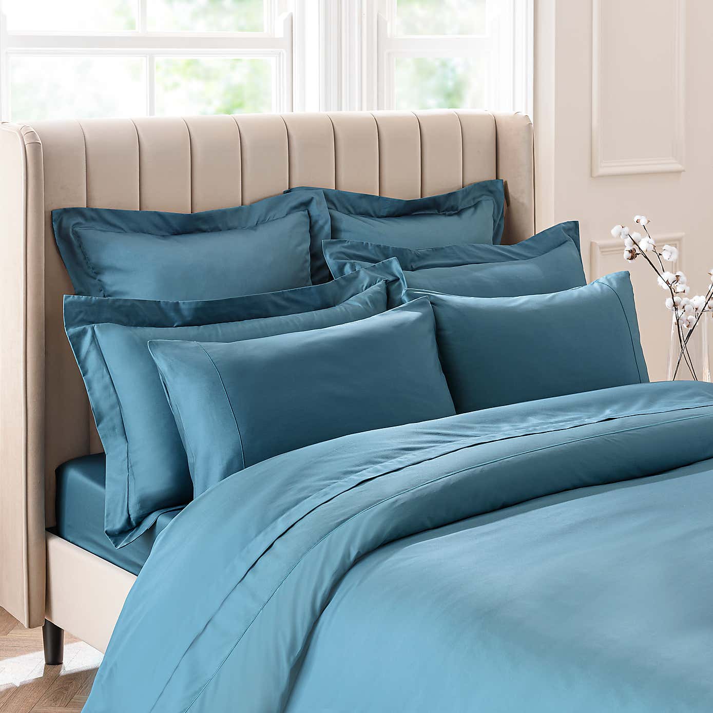 Dorma 300 Thread Count 100% Cotton Sateen Plain Cuffed Pillowcase