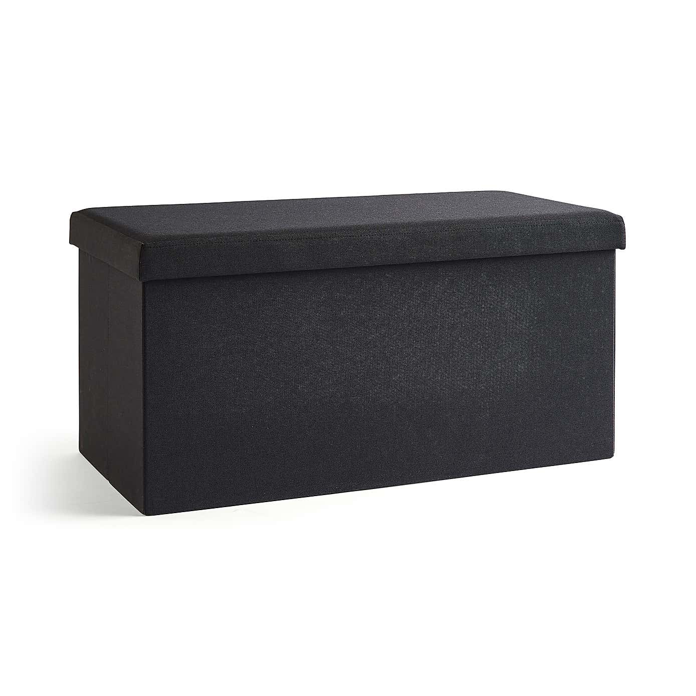 Faux Linen Rectangular Ottoman