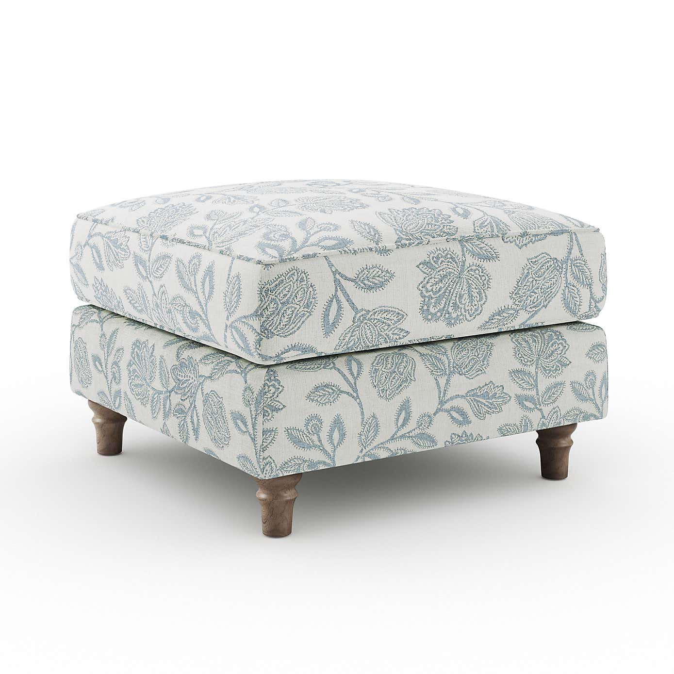 Flori Footstool, Floral Print Fabric