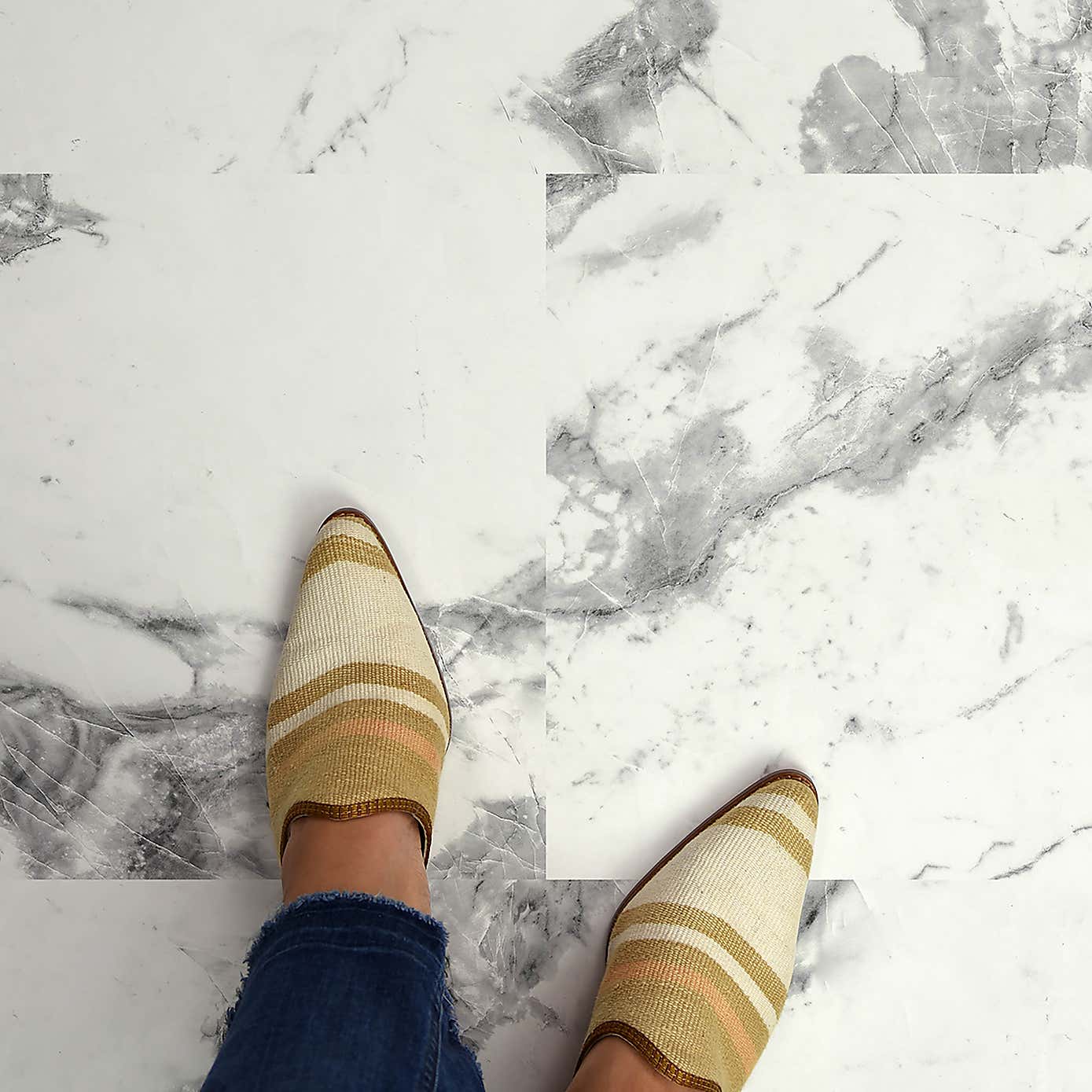 Piazza Marble Self Adhesive Oversized Floor Tiles