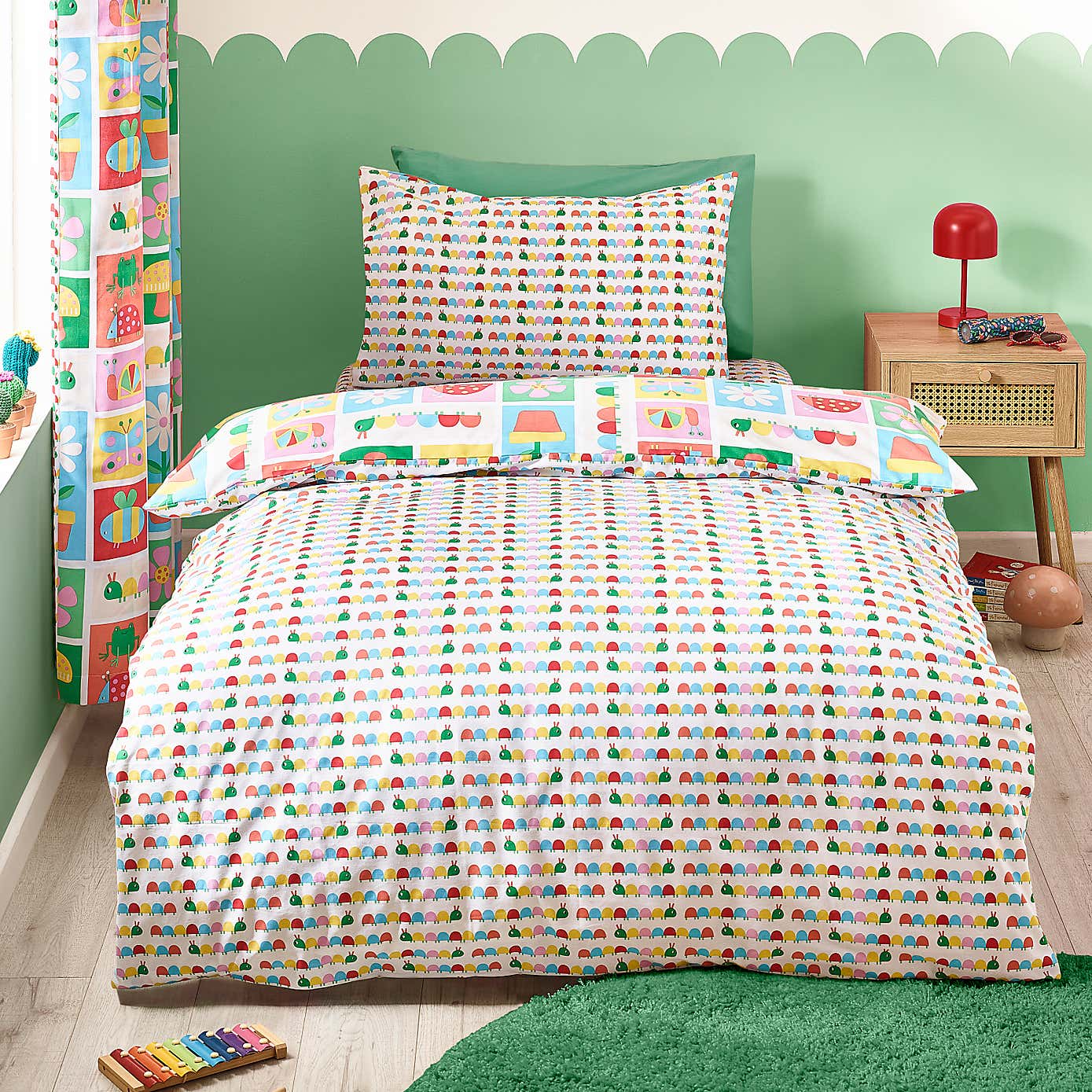 Catherine Lansfield Curious Caterpillar Polycotton Duvet Cover & Pillowcase Set