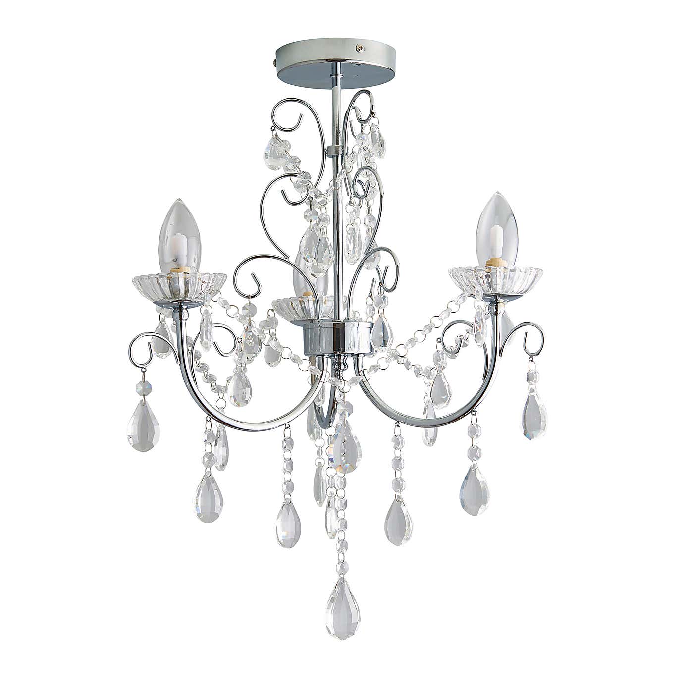 Vogue Tabitha 3 Light Semi Flush Ceiling Fitting Chrome