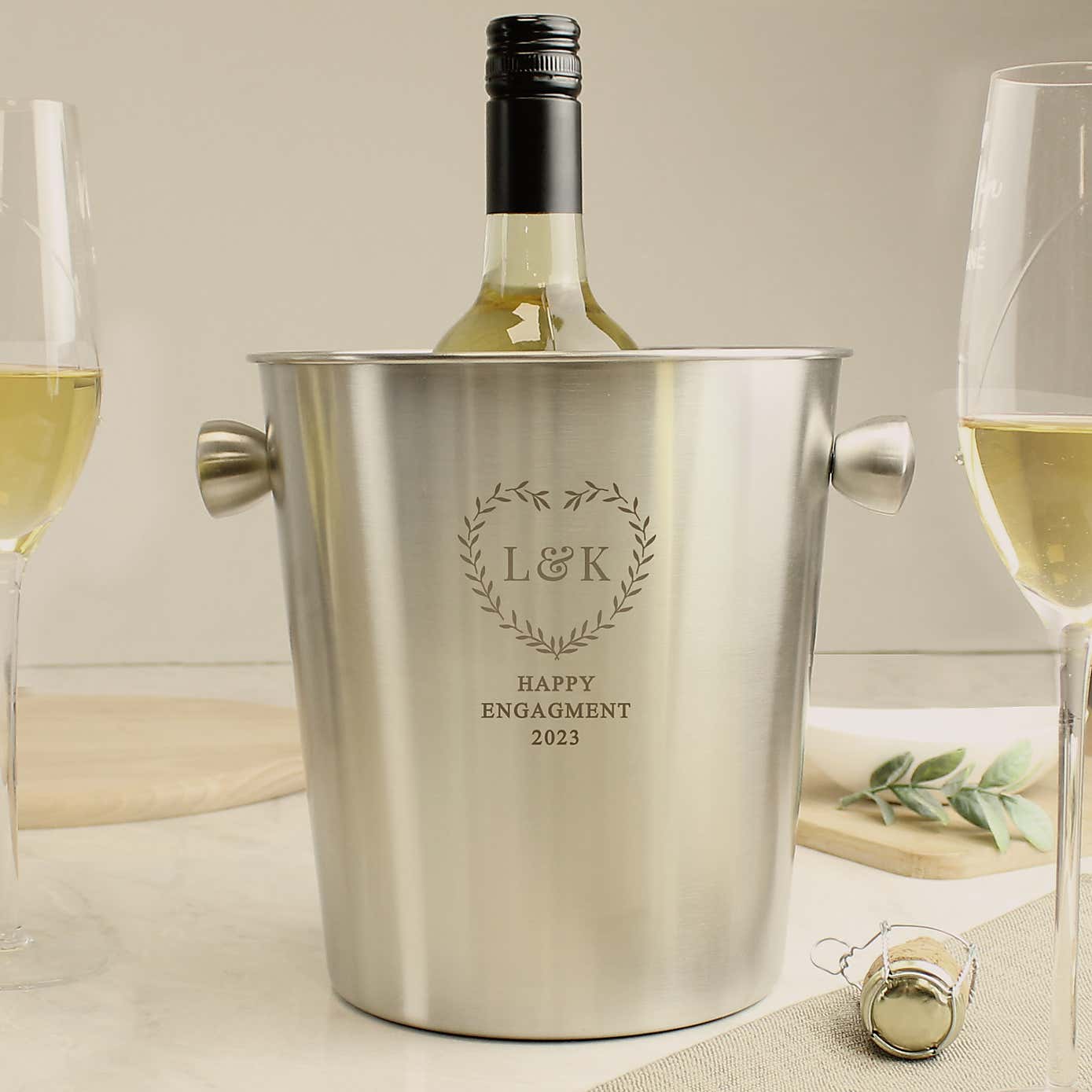 Personalised Botanical Stainless Steel Ice Bucket