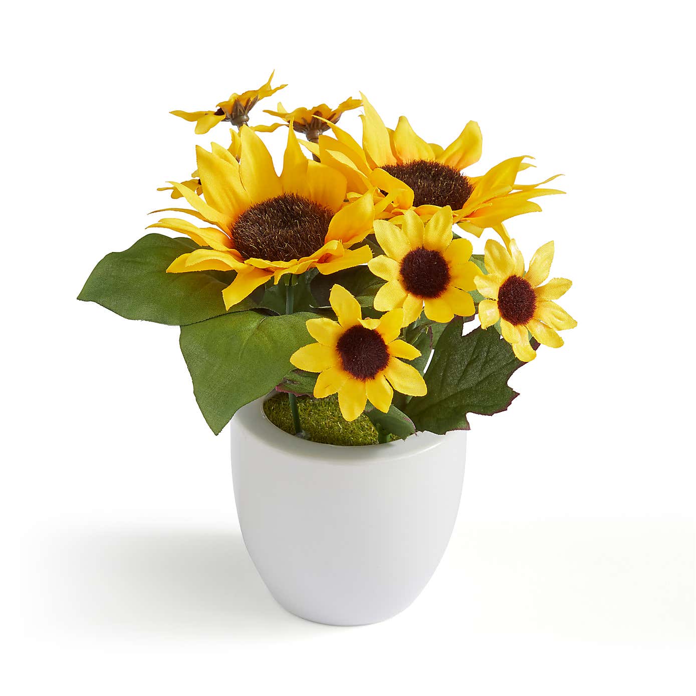 Artificial Yellow Sunflower Arrangement in White Ceramic Plant Pot