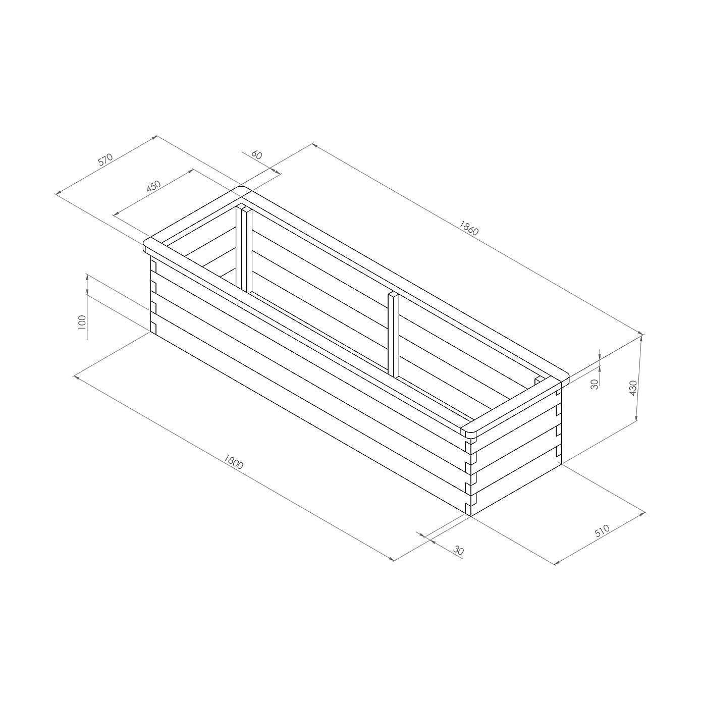 Narrow Sleeper Raised Bed