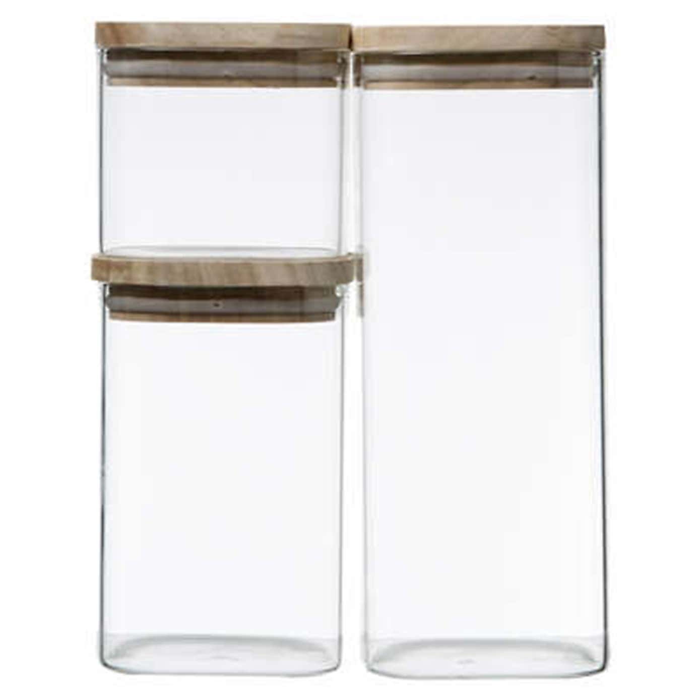 Set of 3 Stacking Glass Storage Jars