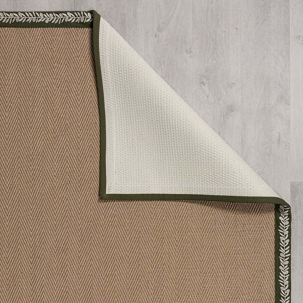 Embroidered Herringbone Border Rug