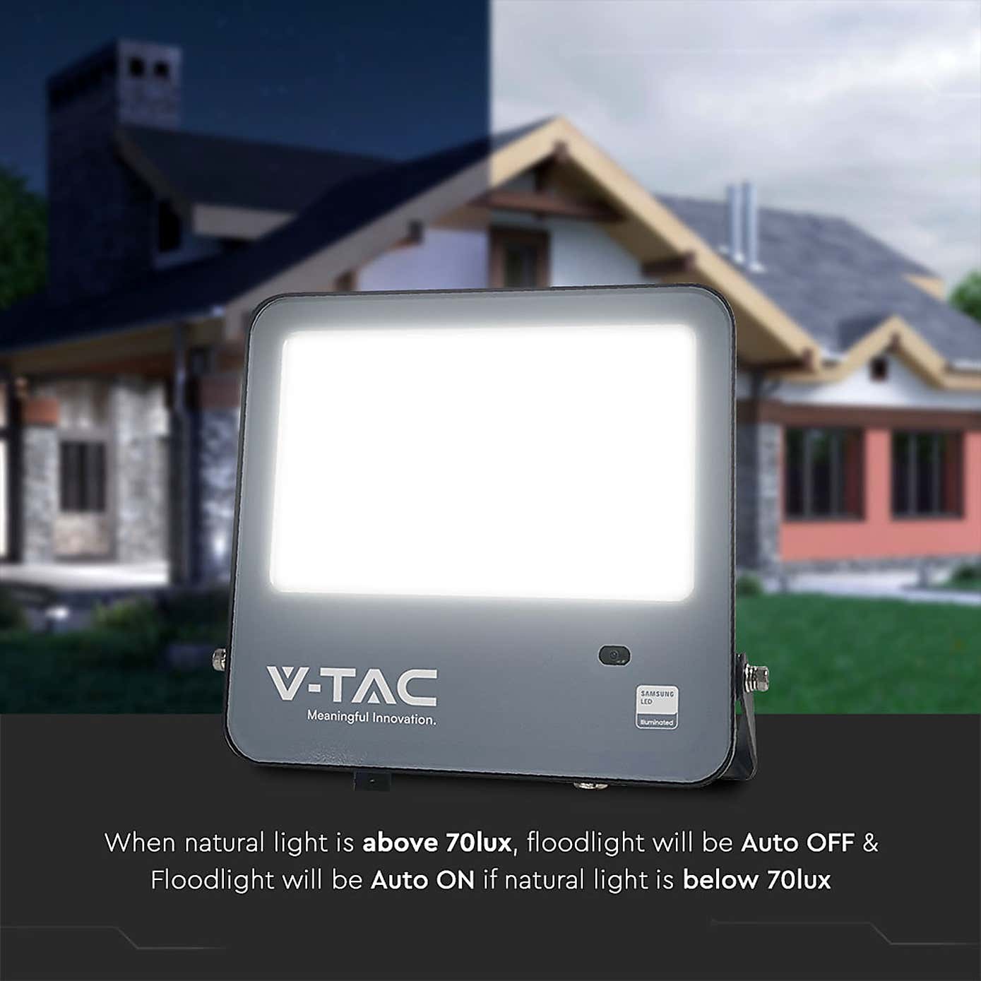 V-TAC 100W LED Floodlight Outdoor Sensor Wall Light