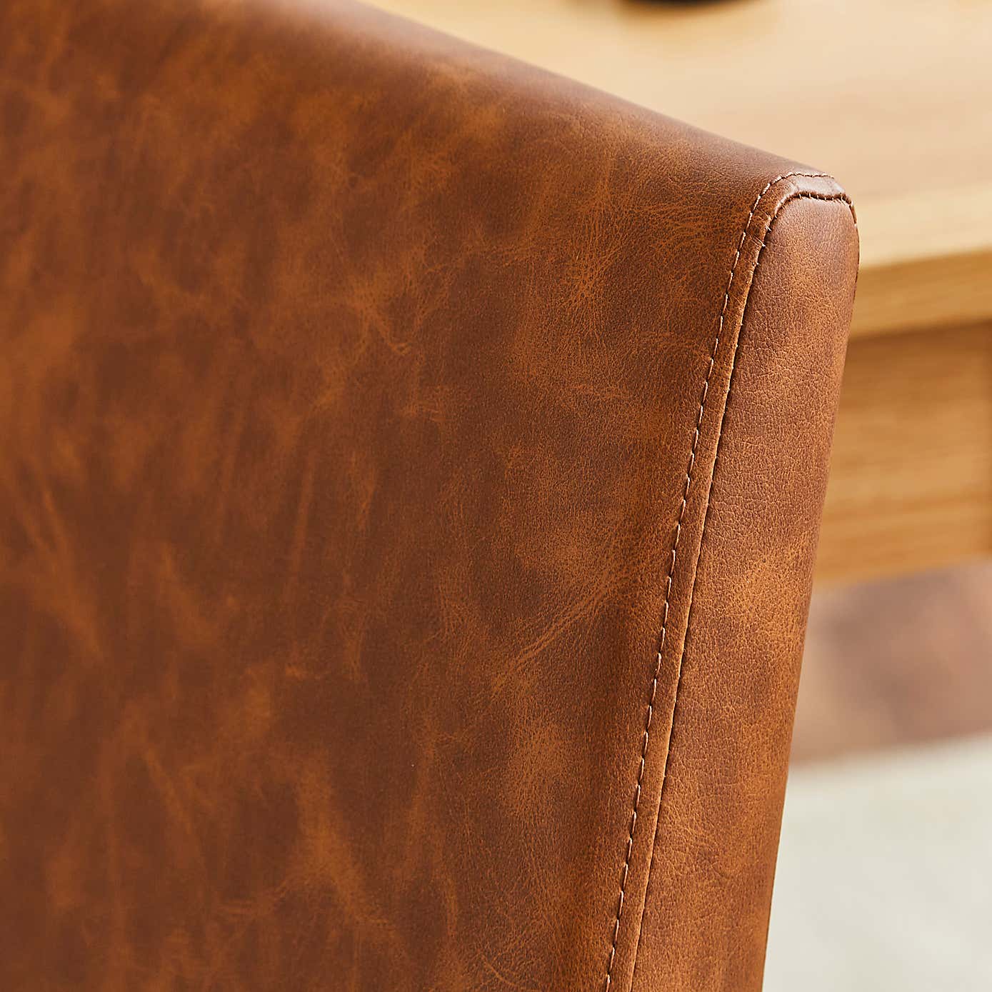 Hugo Set of 2 Dining Chairs, Distressed Faux Leather