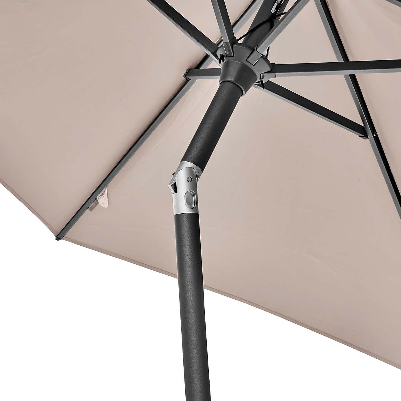 Riva 2.5m Round Parasol with Rome Polished Black Granite Wheeled Parasol Base