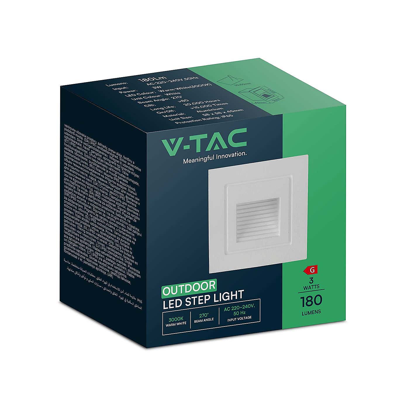 Set of 4 V-TAC 3W LED Square Step Lights
