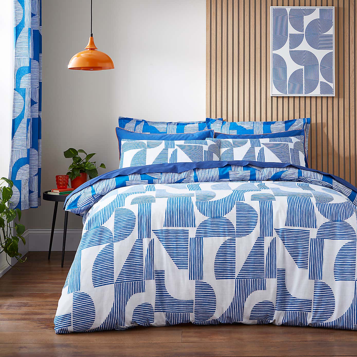 Elements Ezra Blue Cotton Duvet Cover and Pillowcase Set