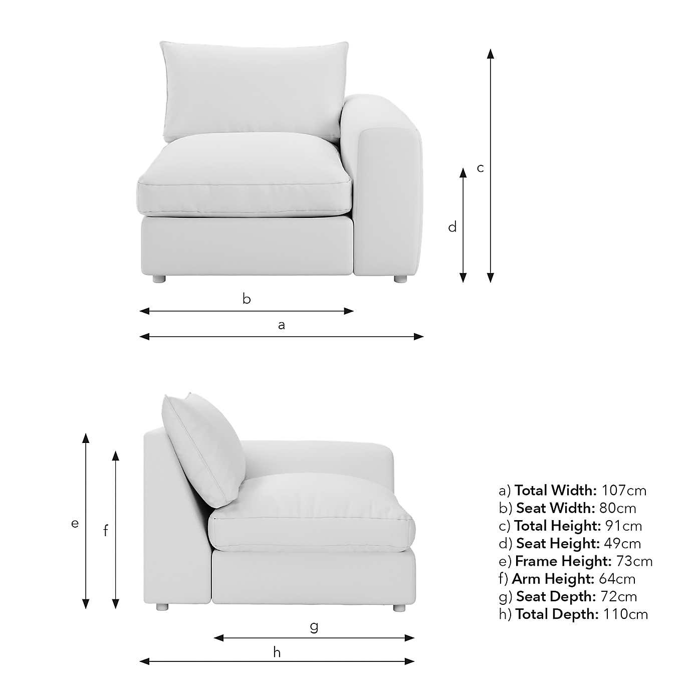 Full Circle Austin Luxury Velvet Modular Arm Corner Piece