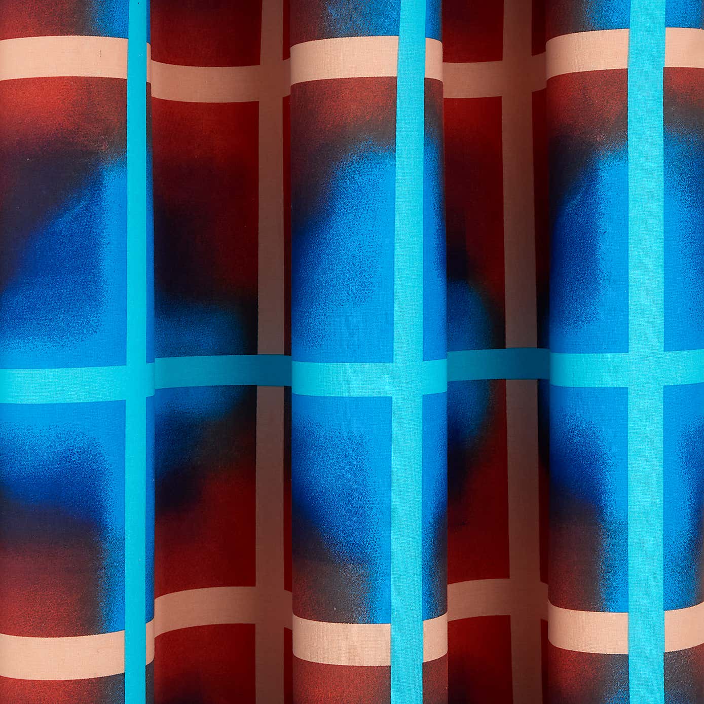 Red & Blue Neon Checks Blackout Eyelet Curtains