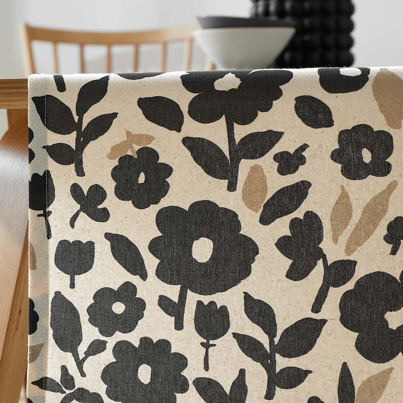 Floral Monochrome Cotton Table Runner