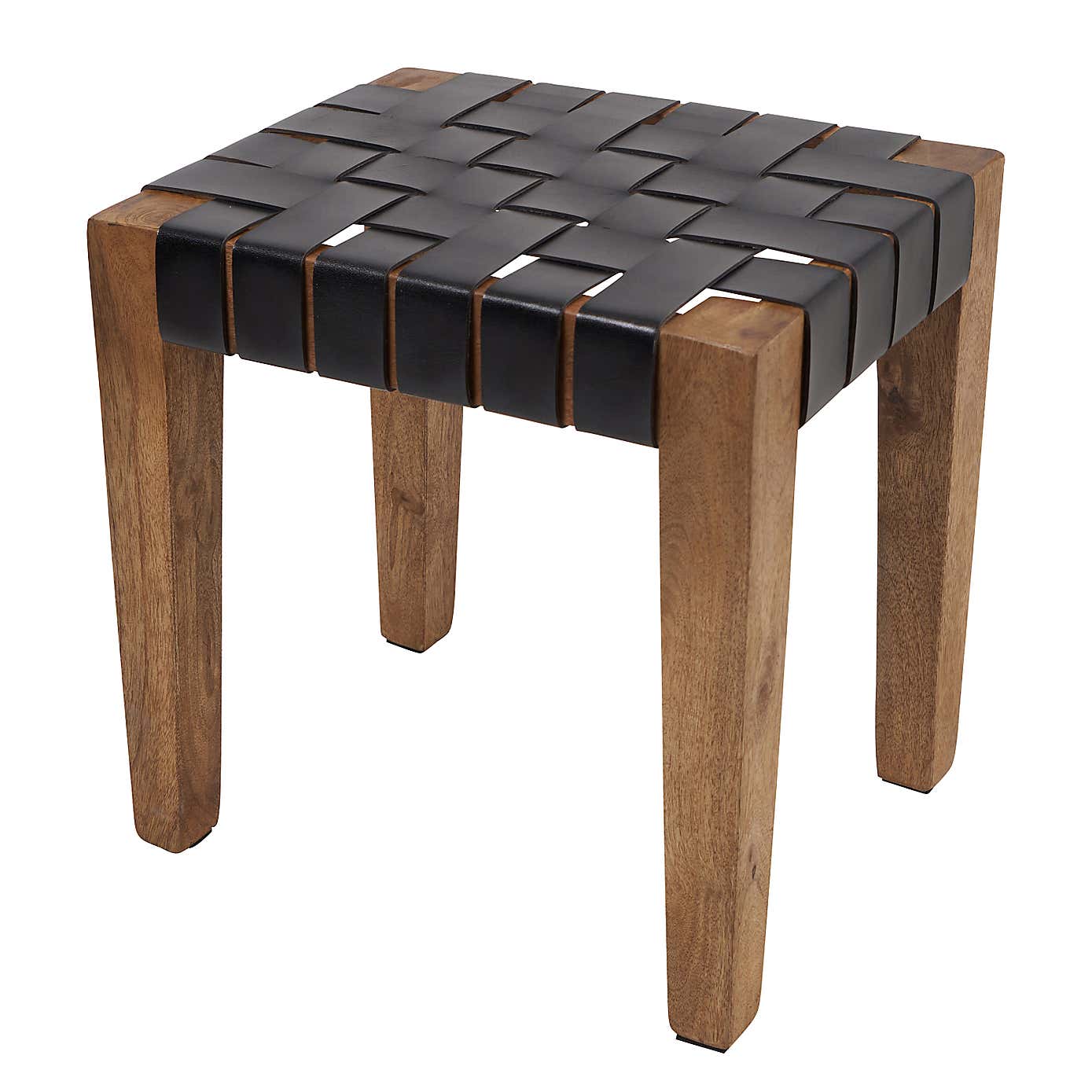 Pacific Claudio Leather Bench and Stools Set, Mango Wood