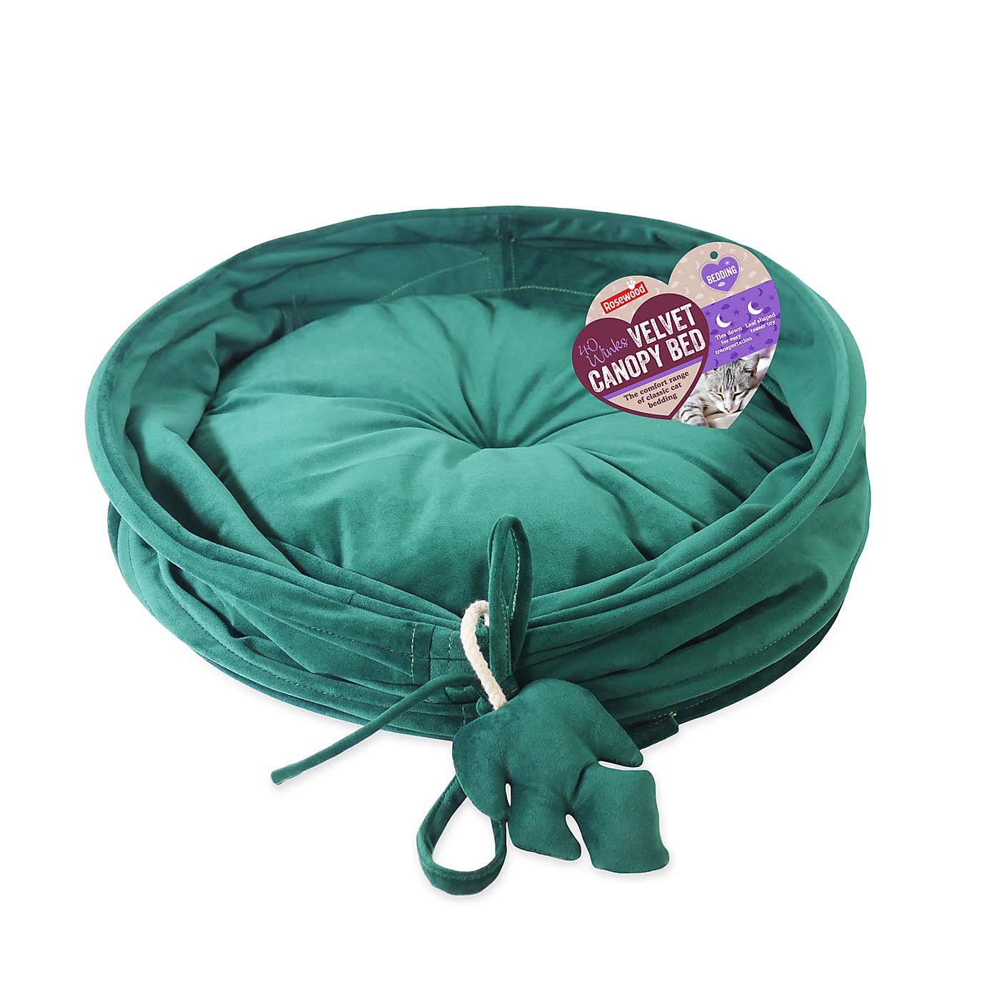 Rosewood Velvet Canopy Green Cat Bed