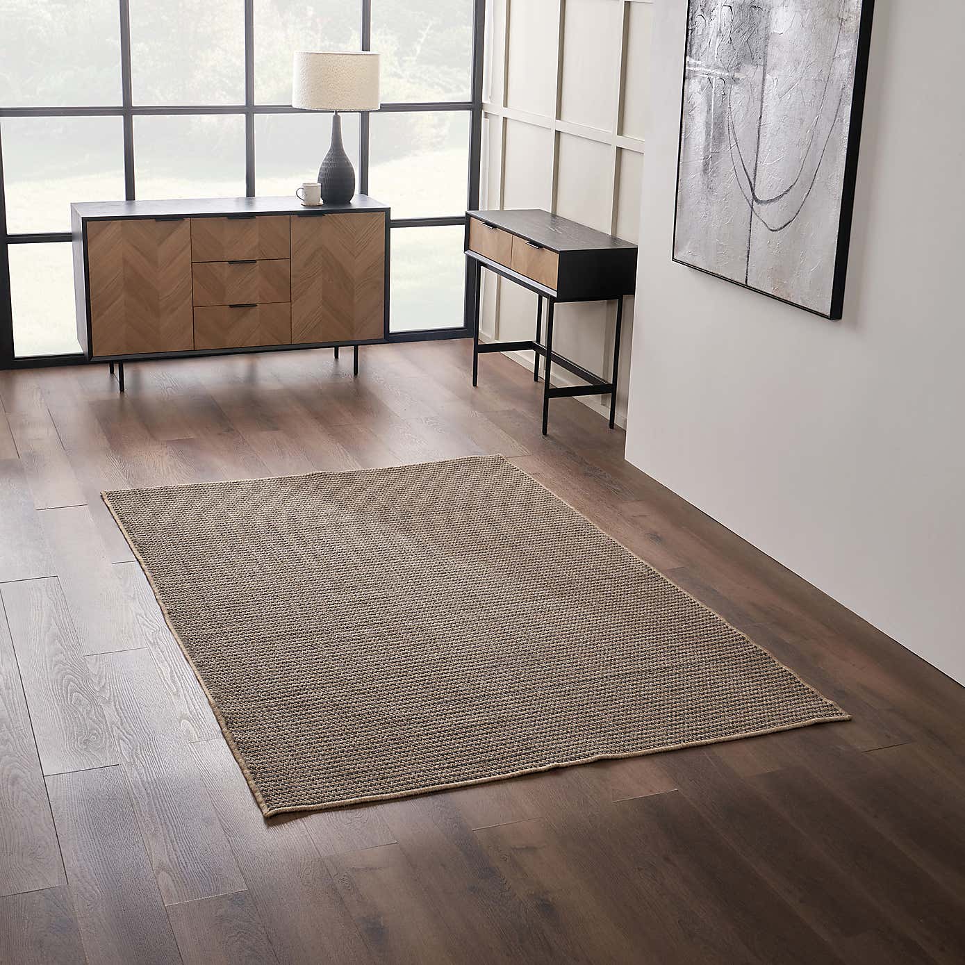 Pacific Lifestyle Natural and Slate Grey Design Rectangle Indoor Outdoor Rug