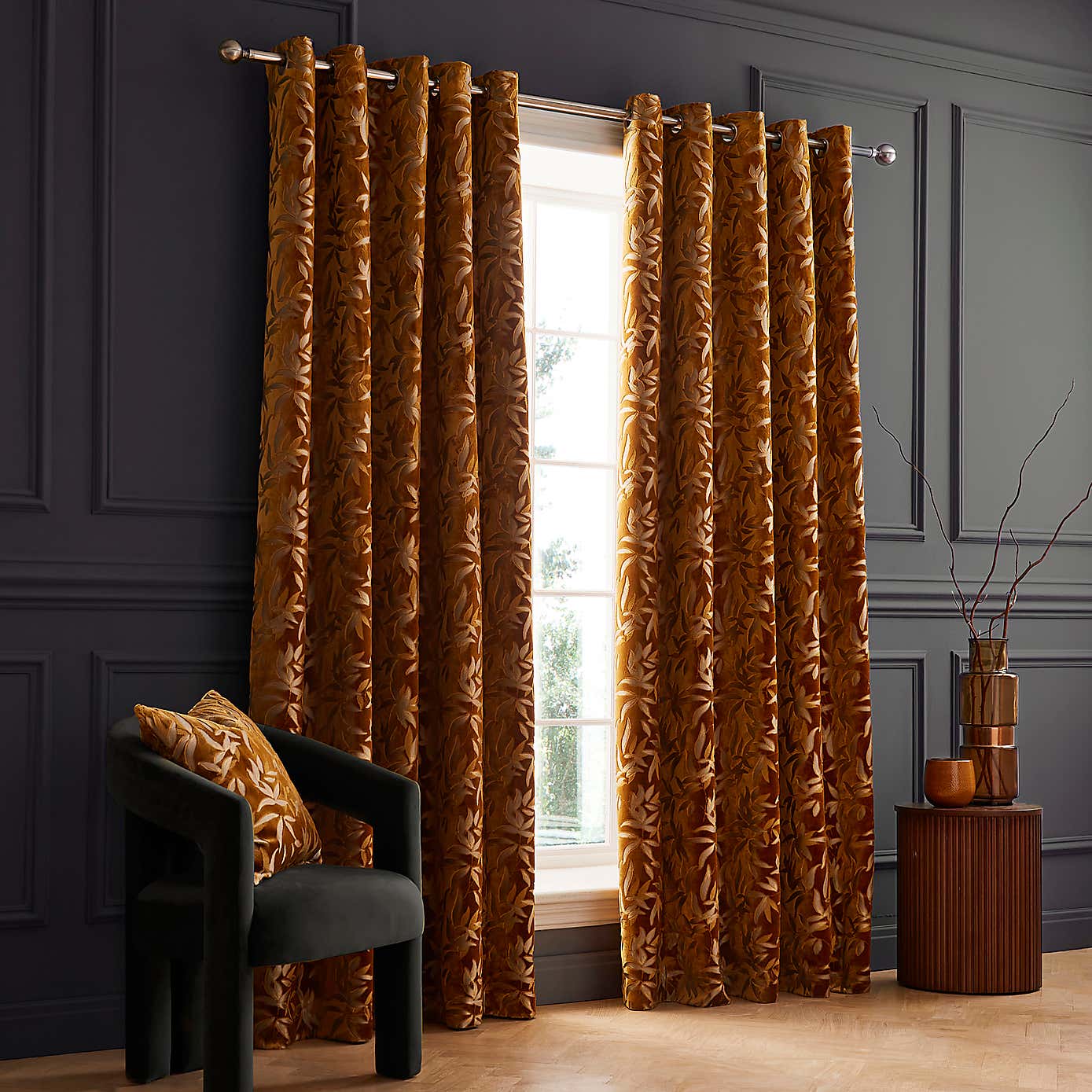 Asami Cut Velvet Eyelet Curtains
