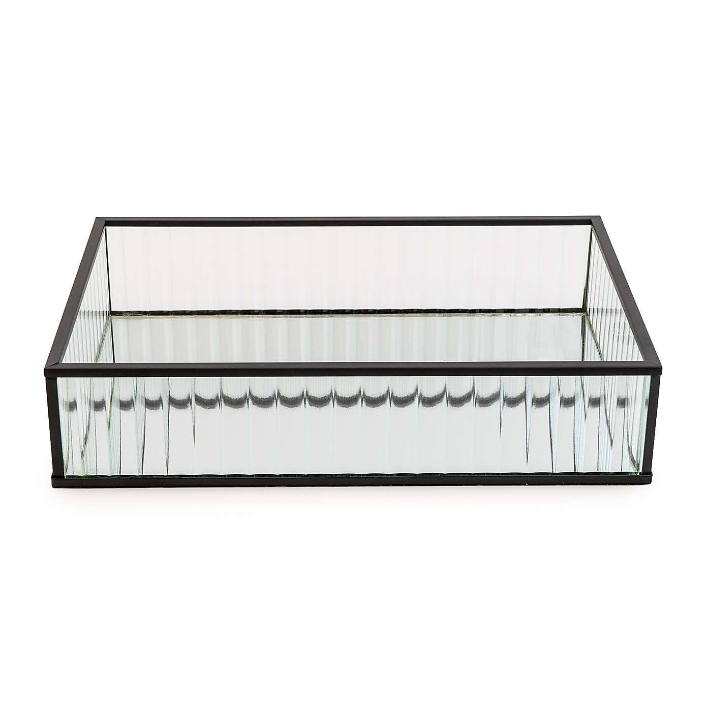 Ribbed Black Edge Glass Tray