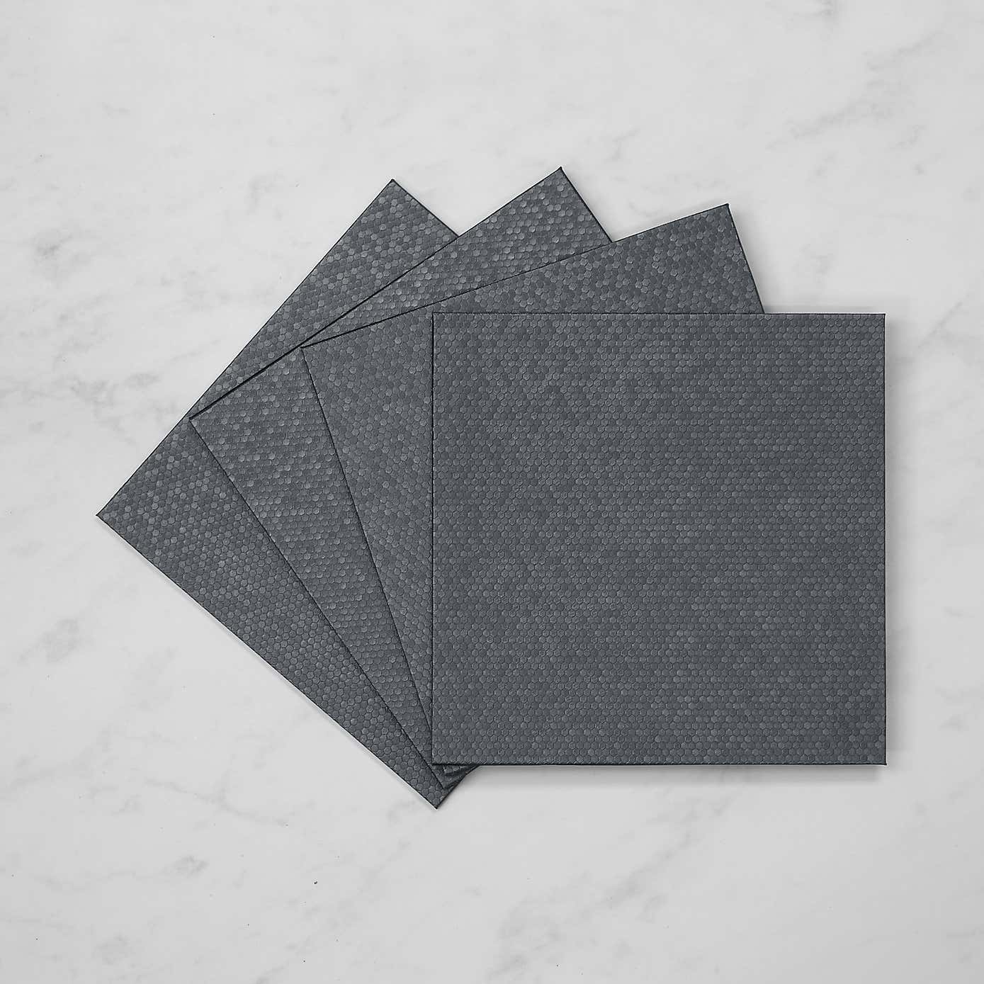 Set of 4 Silver Honeycomb Faux Leather Placemats