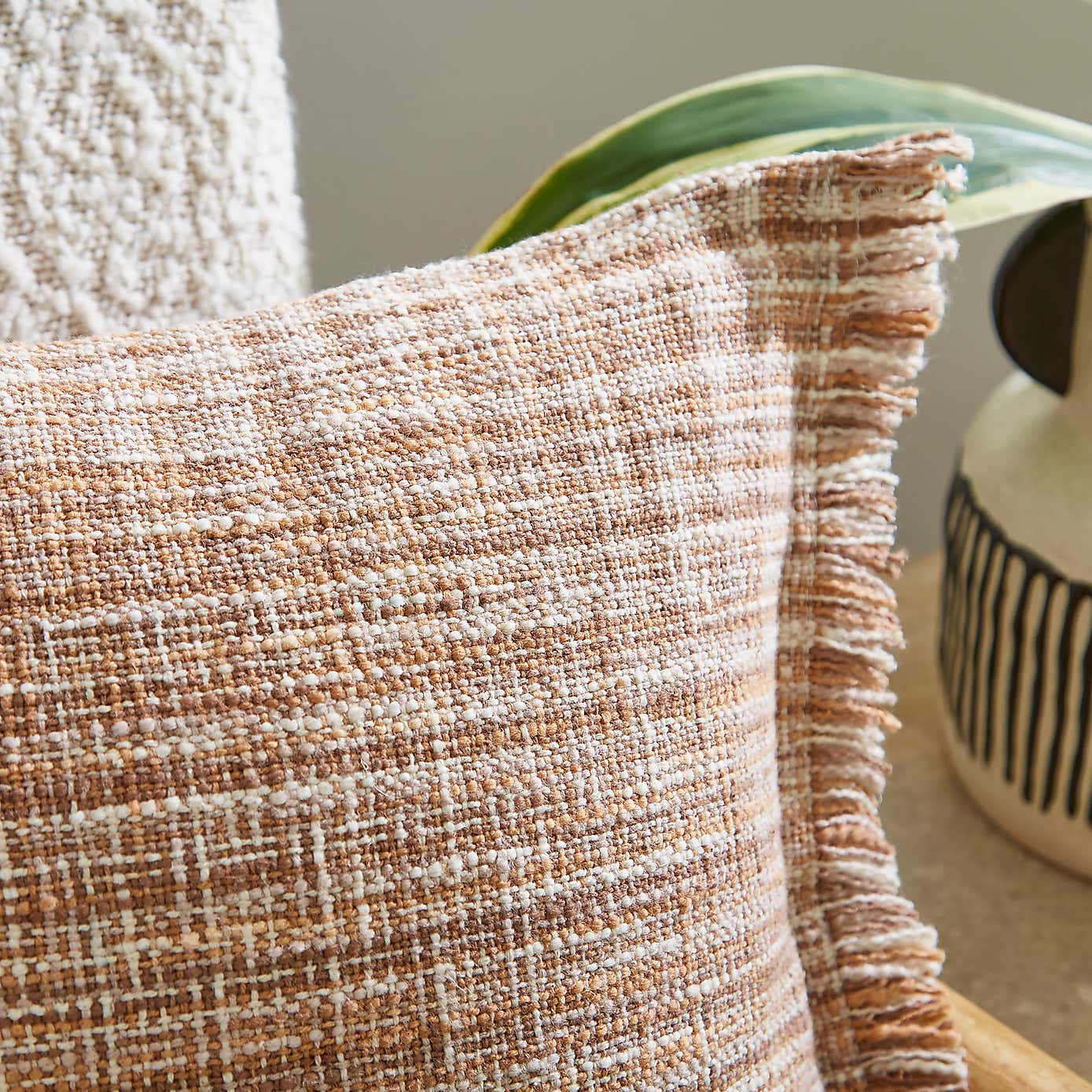 Tonal Fringe Weave Square Cushion
