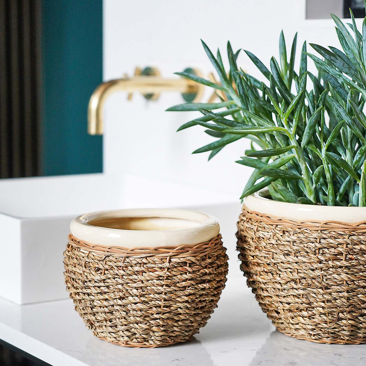 Set of 2 Seagrass Plant Pots