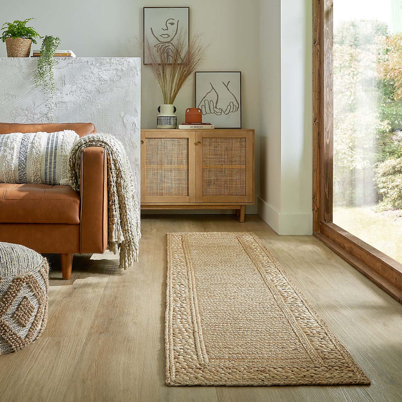 Jute Braid Border Runner