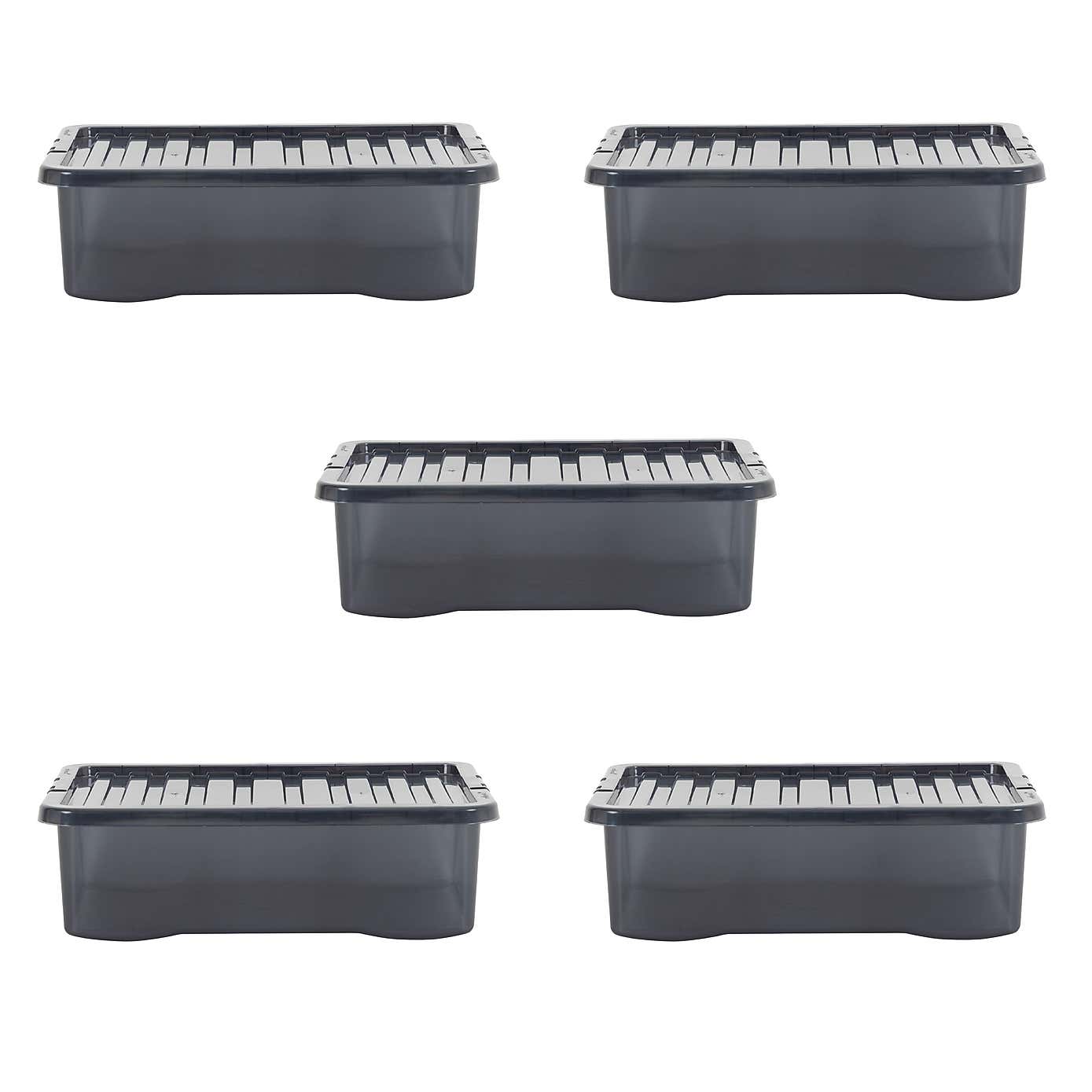 Wham Crystal Set of 5 Underbed Boxes & Lids, 32L