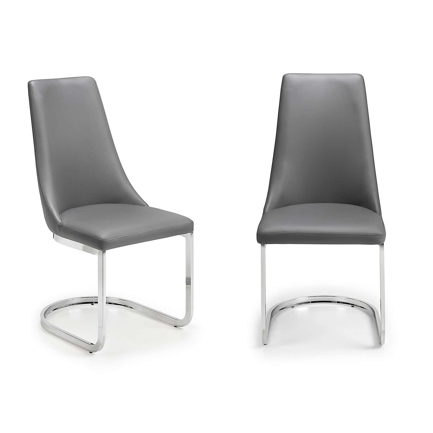 Como Set of 2 Dining Chairs Grey PU Leather