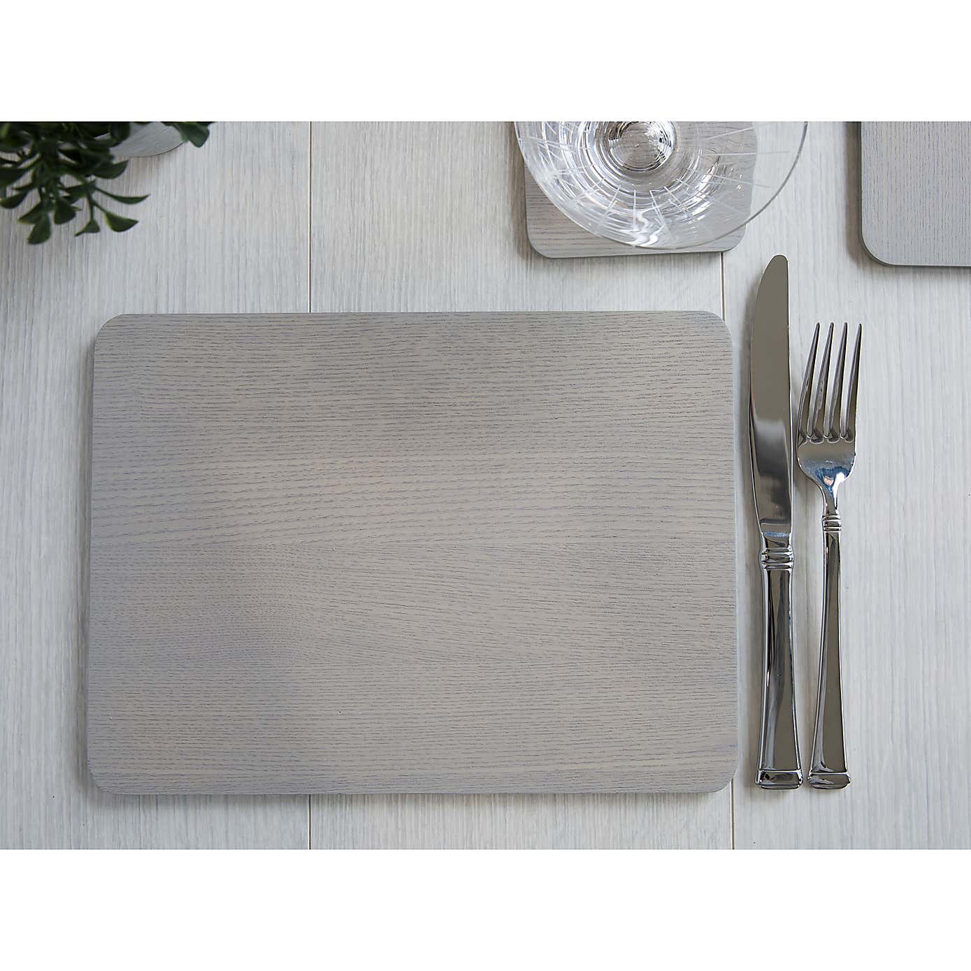 Creative Tops Naturals Set of 4 Grey Wood Veneer Placemats