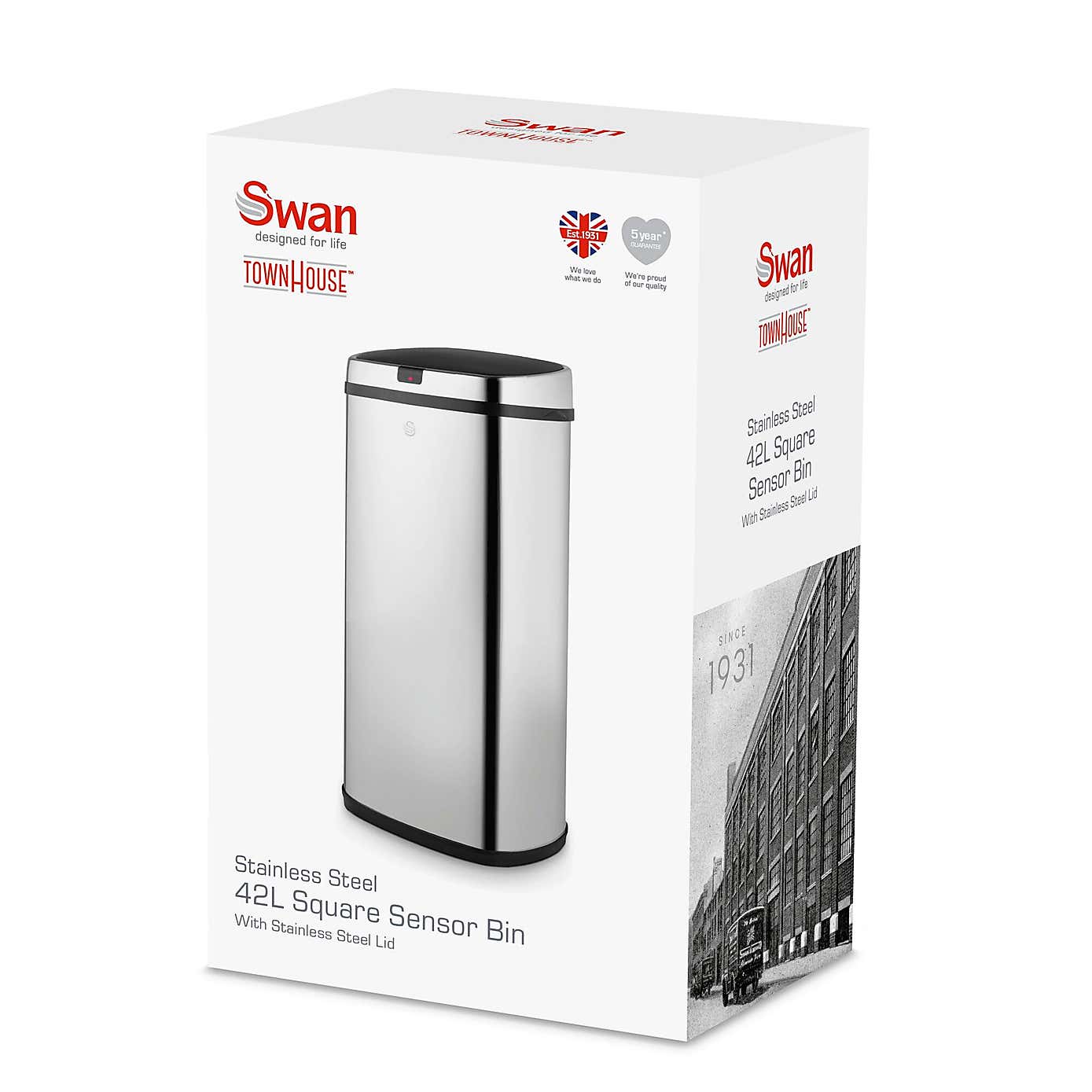 Swan 42L Square Sensor Bin