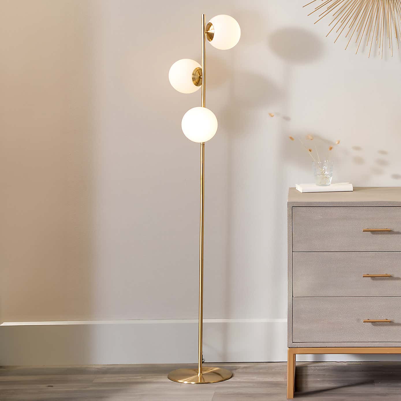 Asterope White Orb and Gold Metal Floor Lamp