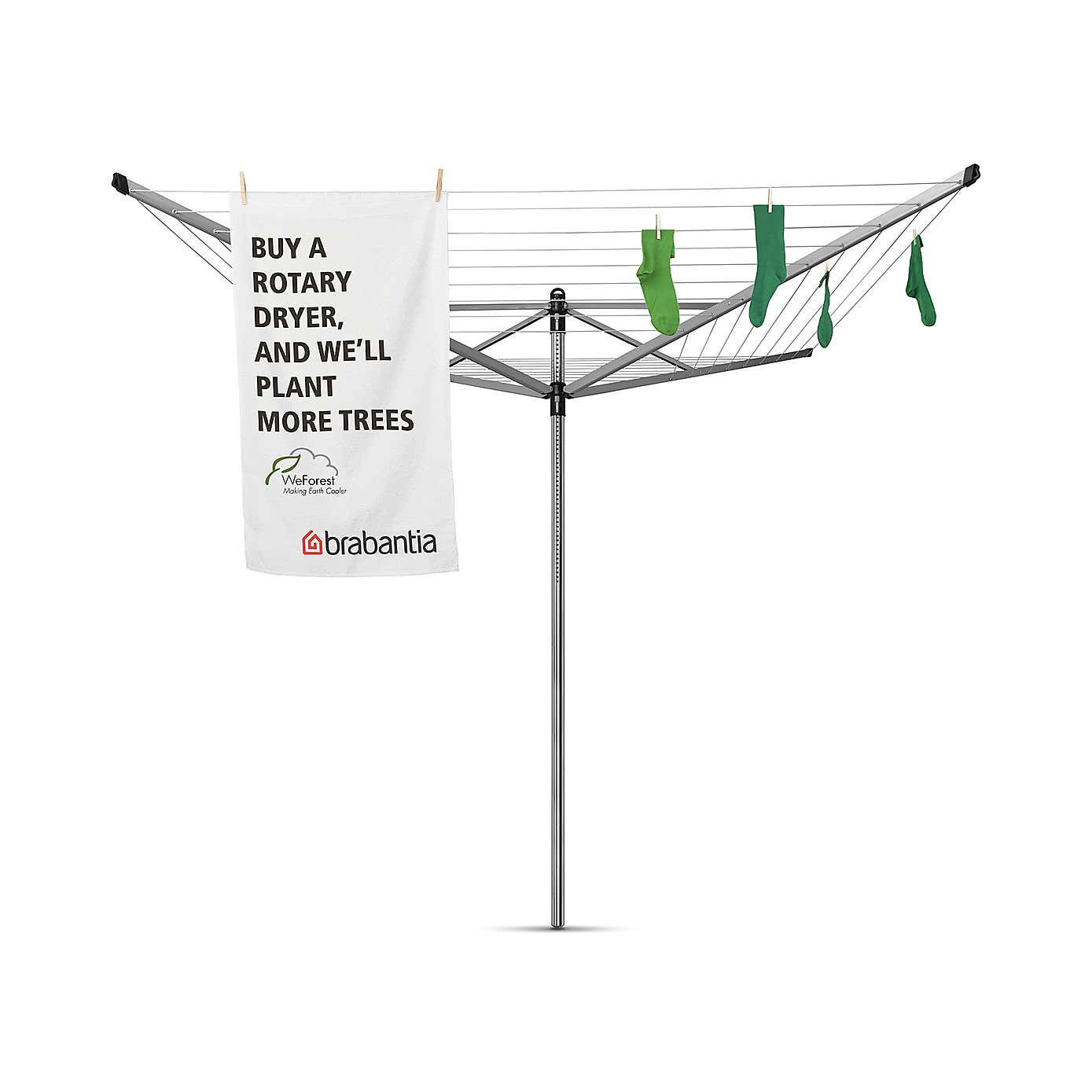 Brabantia 50 Metre 4 Arm Liftomatic Rotary Washing Line with Ground Spike