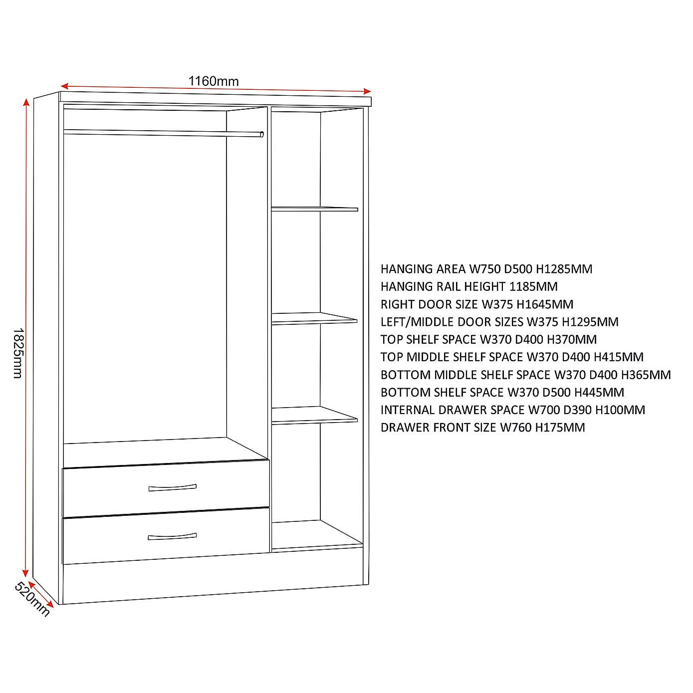 Nevada White Triple Drawer Wardrobe