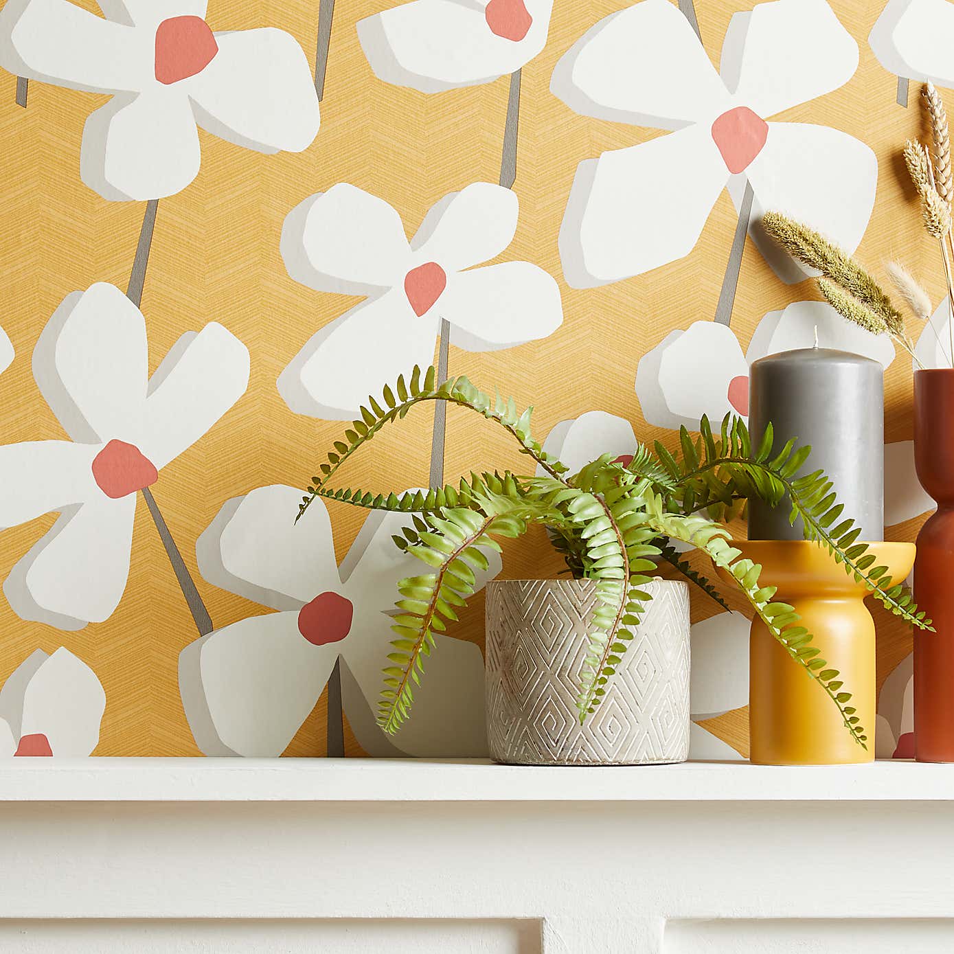 Elements Lena Ochre Wallpaper