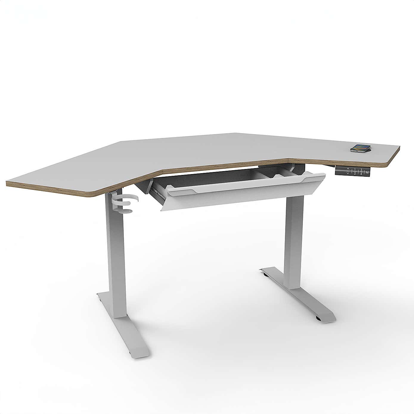 Gino Corner Height Adjustable Desk with Drawer