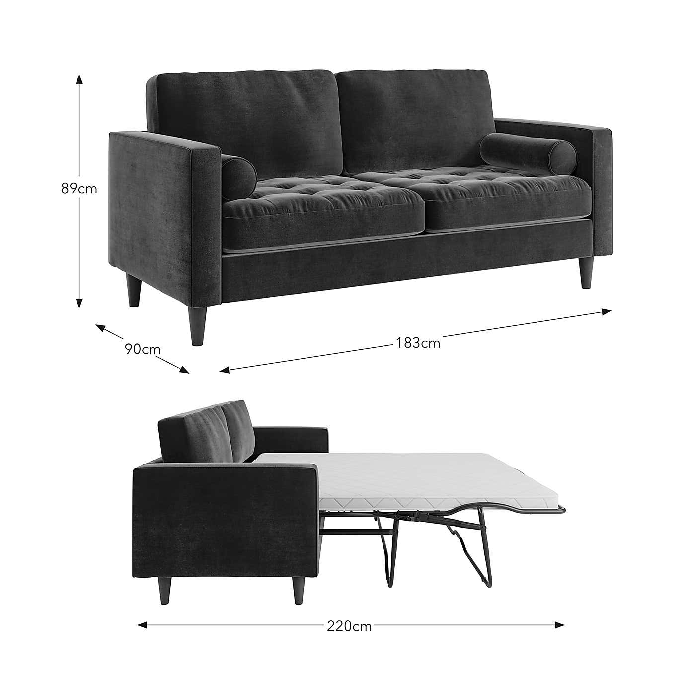 Zoe Casual Sit Velvet 3 Seater Sofa Bed
