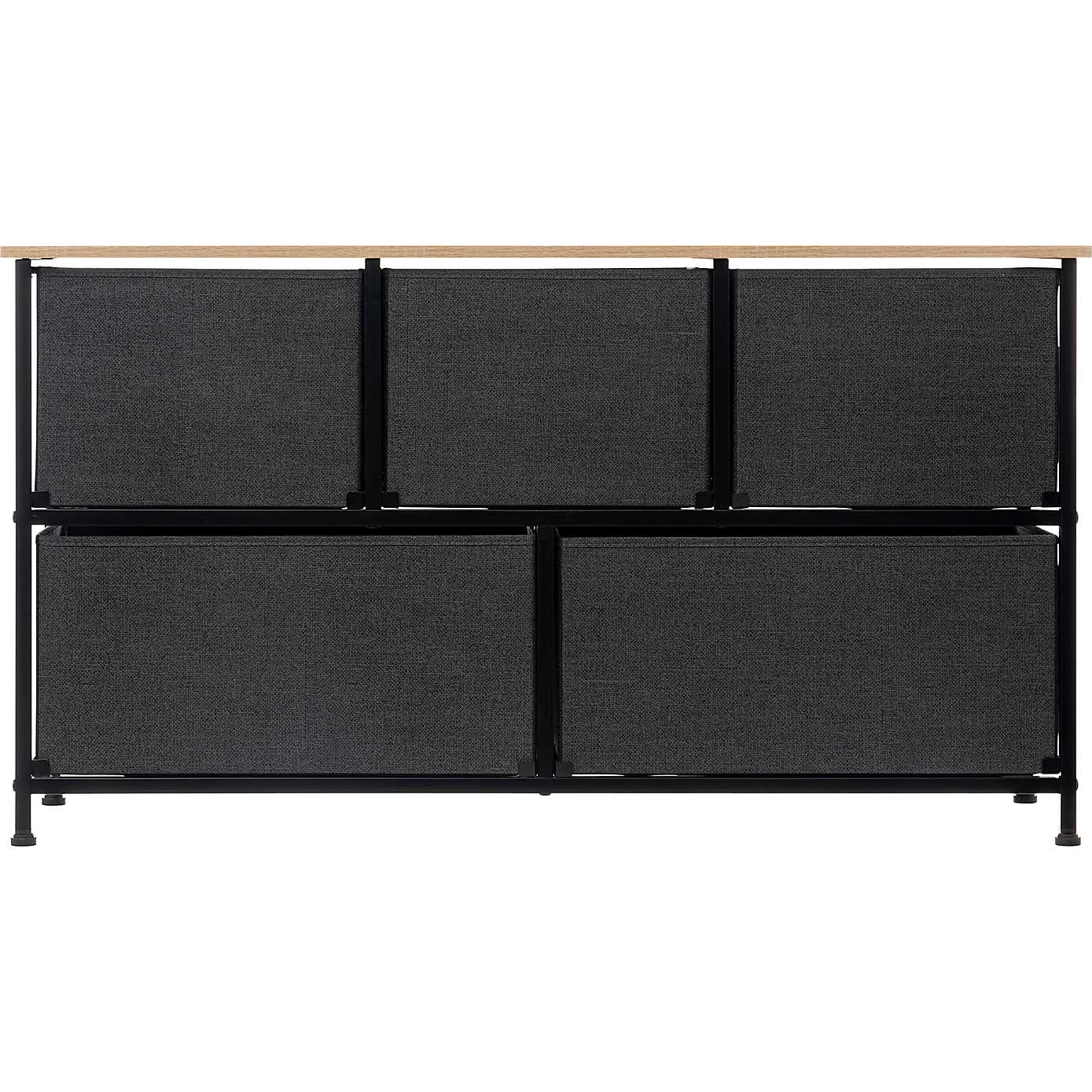 Tissa Low Grey 5 Drawer Storage Unit