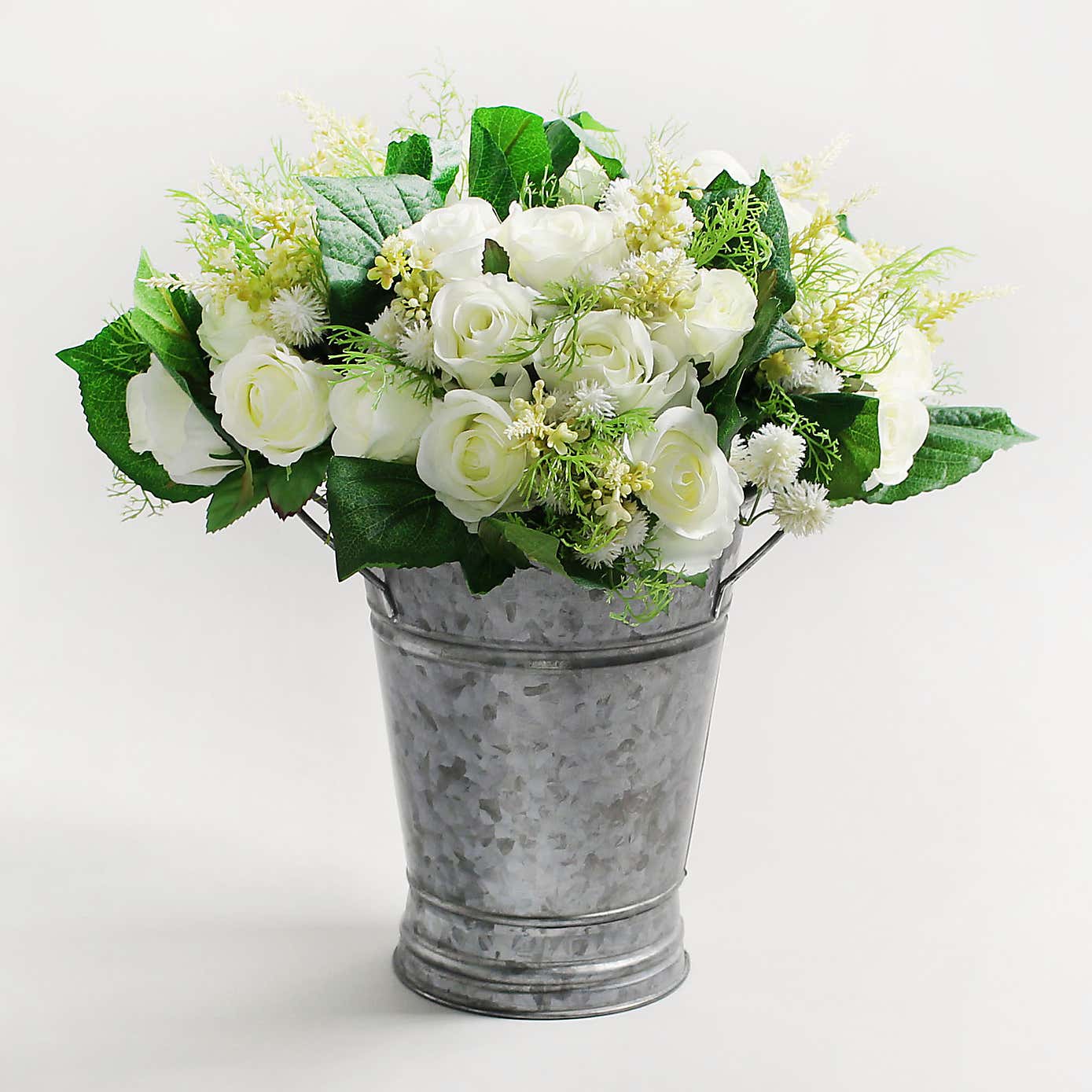 Artificial Cream Rose and Heather Bouquet